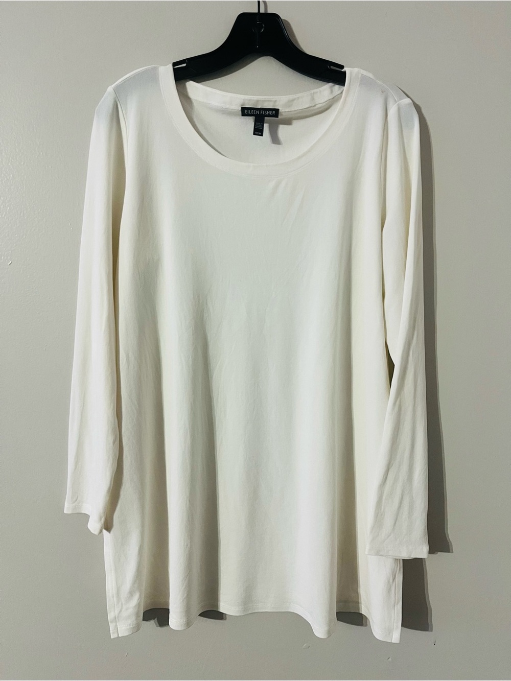 Eileen Fisher Off White/Cream 100% Silk Long Sleeves Tunic Top Size M (Flaw)